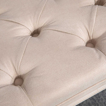 Gepolsterte Vintage-Bank, Leinen beige, 120 kg Traglast