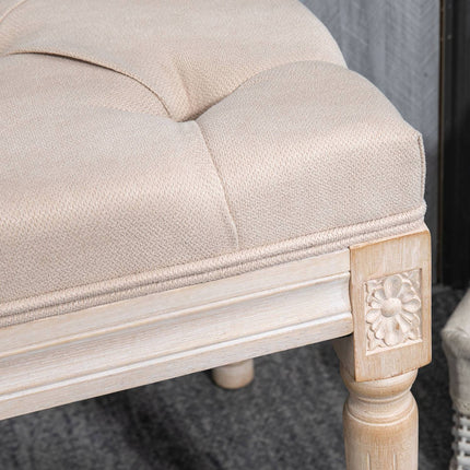 Gepolsterte Vintage-Bank, Leinen beige, 120 kg Traglast