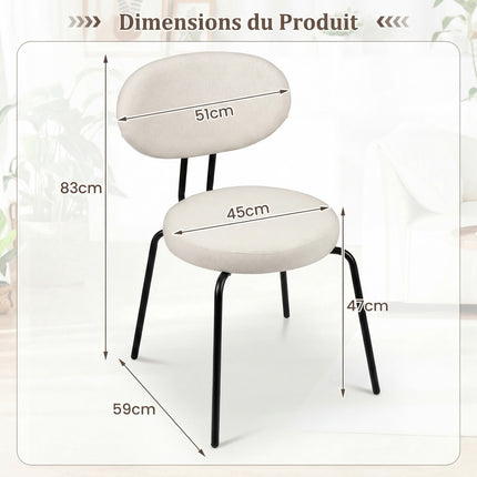 Upholstered Dining Chairs Set of 2, Padded Back, White
