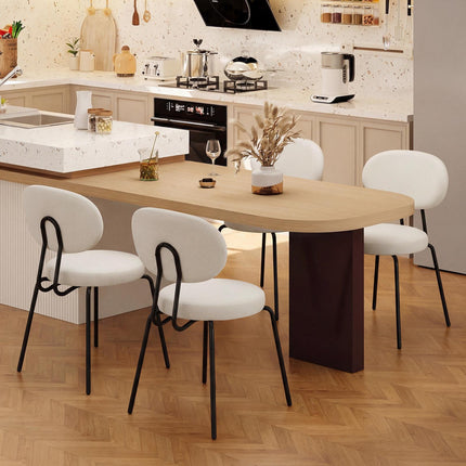Upholstered Dining Chairs Set of 2, Padded Back, White