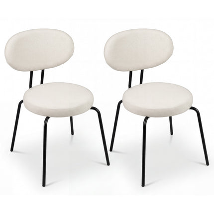 Upholstered Dining Chairs Set of 2, Padded Back, White