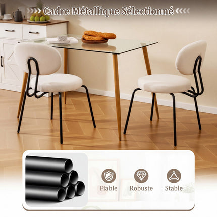 Upholstered Dining Chairs Set of 2, Padded Back, White