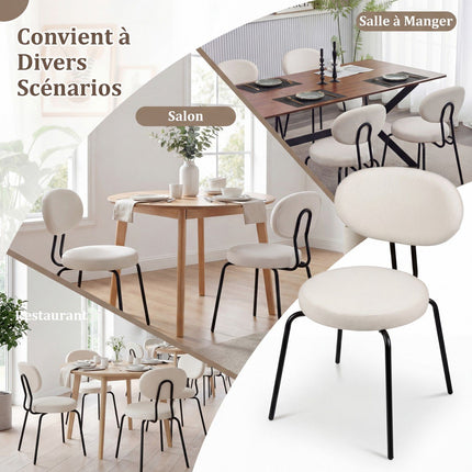 Upholstered Dining Chairs Set of 2, Padded Back, White