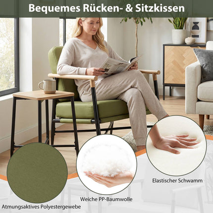 Upholstered Lounge Chair with Armrests & Removable Cushions