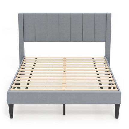 Upholstered Platform Bed Frame, 200x140 cm, Grey Velvet