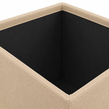 Upholstered Storage Cube Stool with Padded Seat, Beige, 38 cm