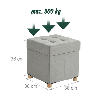 Upholstered Storage Cube with Padded Seat and Wooden Legs