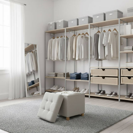 Upholstered Storage Cube with Padded Seat and Wooden Legs