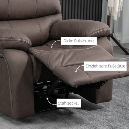 Liegesessel mit Fußstütze, Mikrofaser in Lederoptik, Braun
