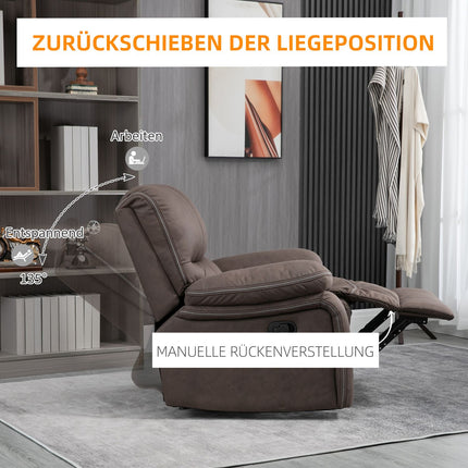 Liegesessel mit Fußstütze, Mikrofaser in Lederoptik, Braun