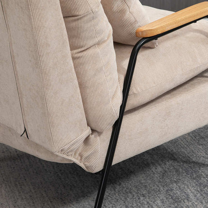 Polstersessel mit Hocker, Relaxsessel mit Liegefunktion, Polsterstuhl, Kissen, Fernsehsessel, 68 x 91,5 x 88 cm, beige