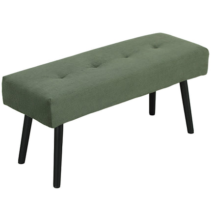 Gepolsterte Sitzbank mit Cordbezug, Bettbank mit Metallbeinen, Schuhbank 100 x 36 x 45 cm Grün