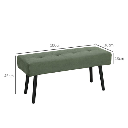 Gepolsterte Sitzbank mit Cordbezug, Bettbank mit Metallbeinen, Schuhbank 100 x 36 x 45 cm Grün