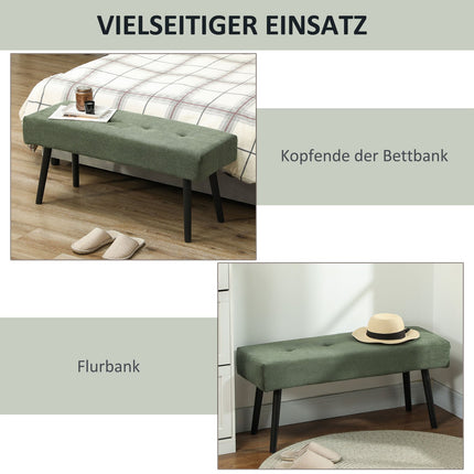 Gepolsterte Sitzbank mit Cordbezug, Bettbank mit Metallbeinen, Schuhbank 100 x 36 x 45 cm Grün