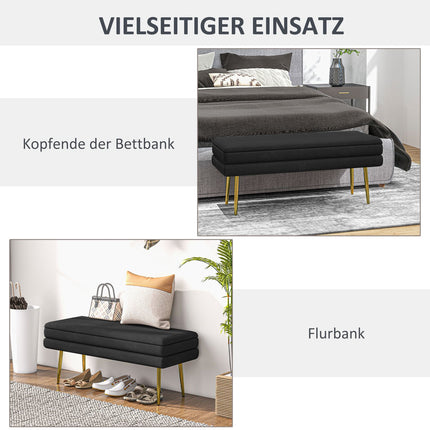 Schwarze Polsterbank mit Stauraum, Stahl, 100x37,5x42 cm