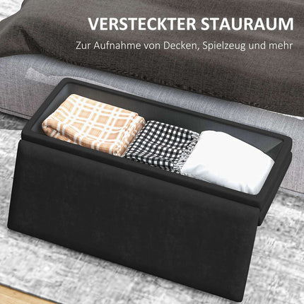 Schwarze Polsterbank mit Stauraum, Stahl, 100x37,5x42 cm