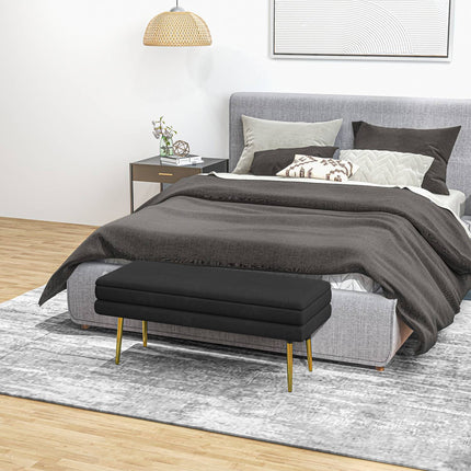 Schwarze Polsterbank mit Stauraum, Stahl, 100x37,5x42 cm
