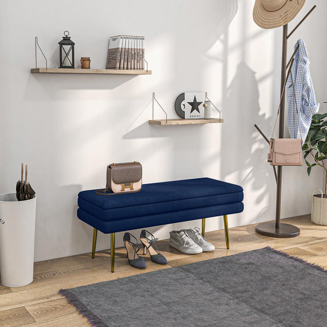 Sitzbank mit verstecktem Fach, Blau, 100 x 37,5 x 42 cm