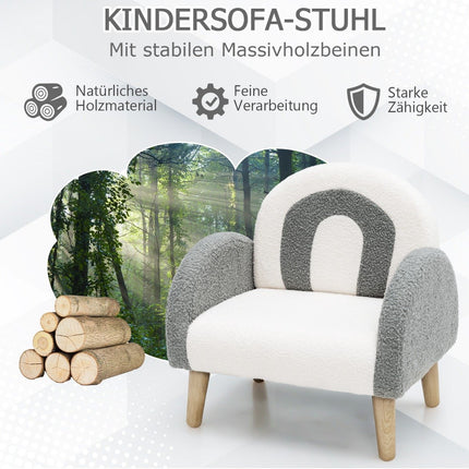 Gepolstertes Kindersofa mit Massivholzbeinen Kindersessel Grau