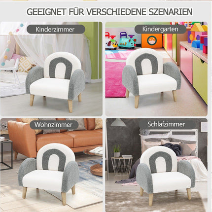 Gepolstertes Kindersofa mit Massivholzbeinen Kindersessel Grau