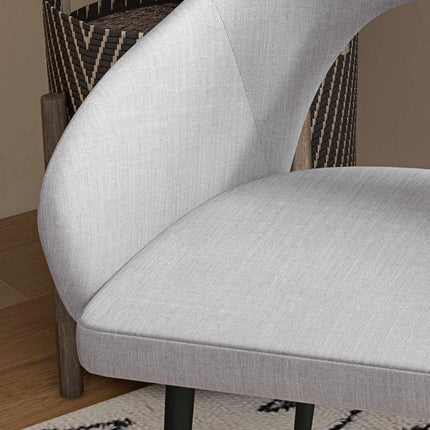 Relaxation chair in gray linen look with armrests, steel frame