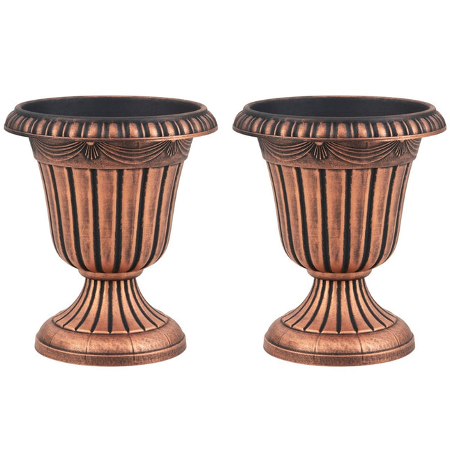 Urnen-Pflanzgefäße mit Drainage, 46,5 cm, 2er-Set, Bronze