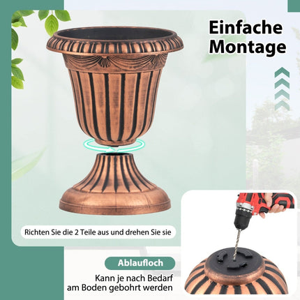 Urnen-Pflanzgefäße mit Drainage, 46,5 cm, 2er-Set, Bronze