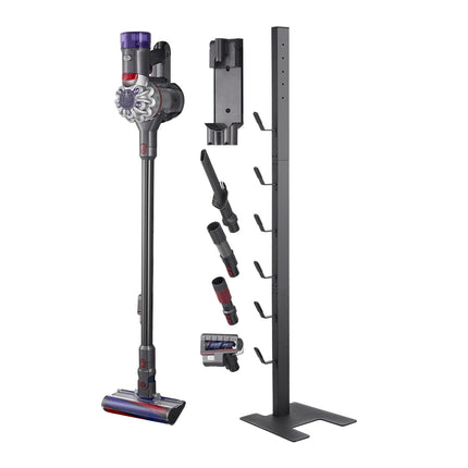 Vacuum Stand Holder, Steel Base, 6 Hooks, Black