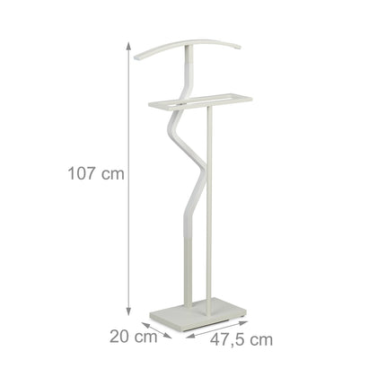 Herren Butler, 107 cm, Weiß, Stahl/Holz-Effekt