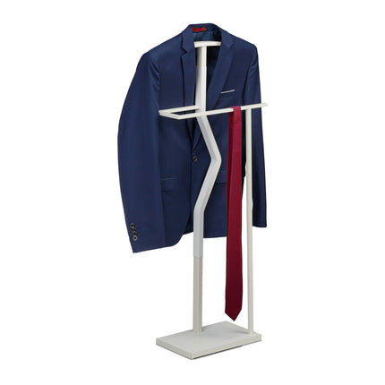 Valet Suit Stand – White Metal & Wood, Bedroom Organizer