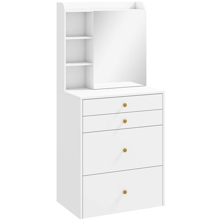 Schminktisch-Set mit Spiegel, Hockern und Stauraum, Weiß 60 cm