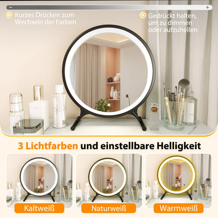 Vanity Table with LED Mirror, 5 Drawers, White