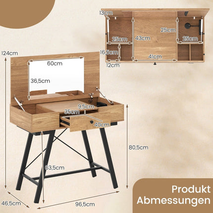Vanity Table with Mirror, Charging Station, and Drawer