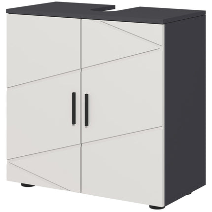 Grauer Badezimmerunterschrank, verstellbarer Einlegeboden, Kippschutz, 60x30x60 cm