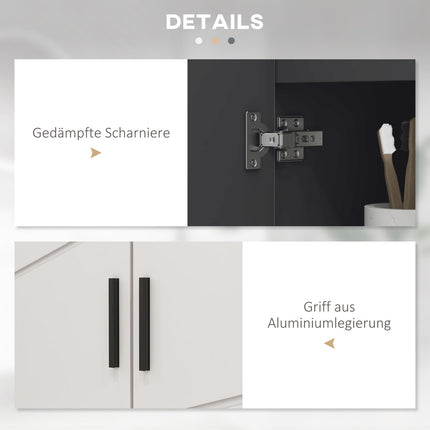 Grauer Badezimmerunterschrank, verstellbarer Einlegeboden, Kippschutz, 60x30x60 cm
