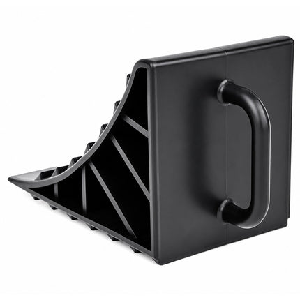 Vehicle Wheel Chocks, 4-Pack with Handle, Black Plastic