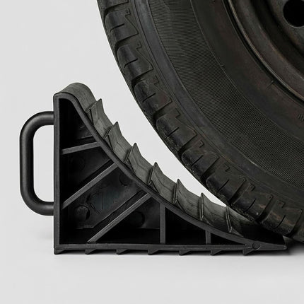 Vehicle Wheel Chocks with Handle, 2-Pack, Black Plastic