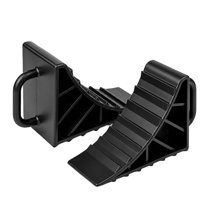 Vehicle Wheel Chocks with Handle, 2-Pack, Black Plastic