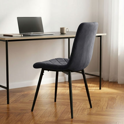 Velvet Dining Chairs, Anthracite, 2-Pack, Upholstered