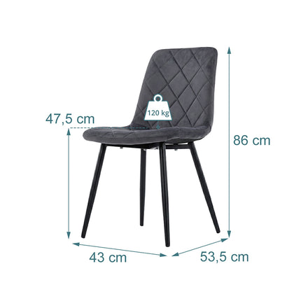 Velvet Dining Chairs, Anthracite, 2-Pack, Upholstered