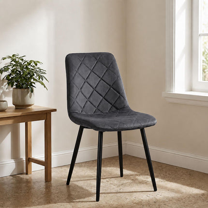 Velvet Dining Chairs, Anthracite, 4-Pack, Upholstered