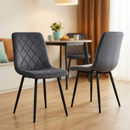 Velvet Dining Chairs, Anthracite, 4-Pack, Upholstered