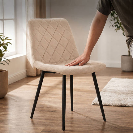 Velvet Dining Chairs, Beige, 4-Pack, Upholstered, Modern Design