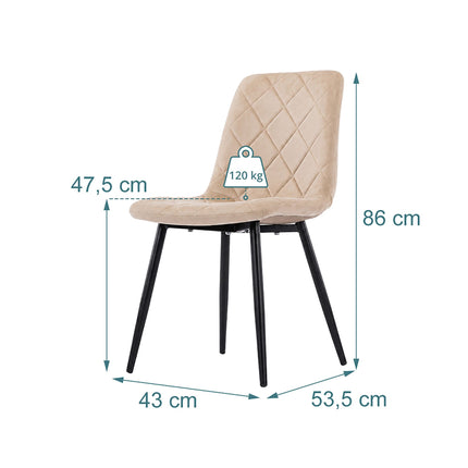 Velvet Dining Chairs, Beige, 4-Pack, Upholstered, Modern Design