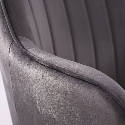 Velvet Dining Chairs with Armrests, Set of 2 - Anthracite
