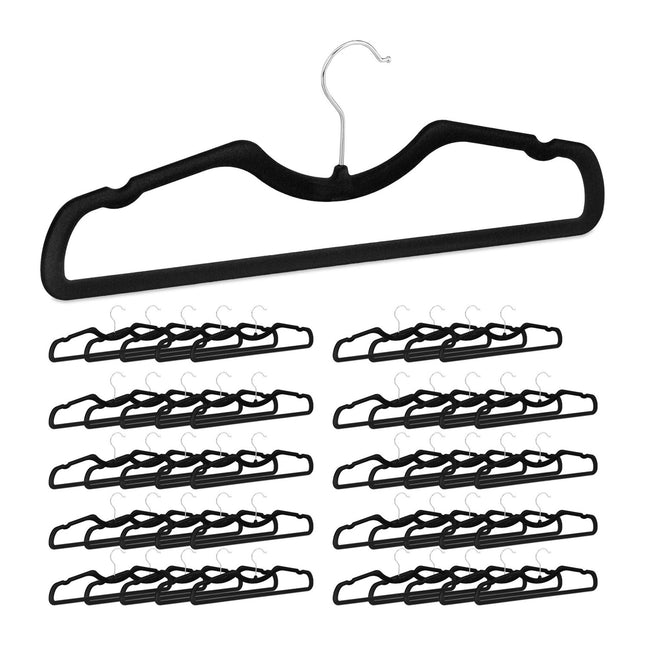 Velvet Flocked Coat Hangers, Non-Slip, Set of 50