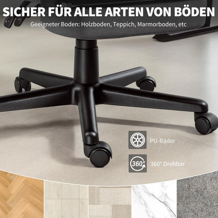 Verstellbarer Bürostuhl in Samt-Optik, Rollbar, Grau