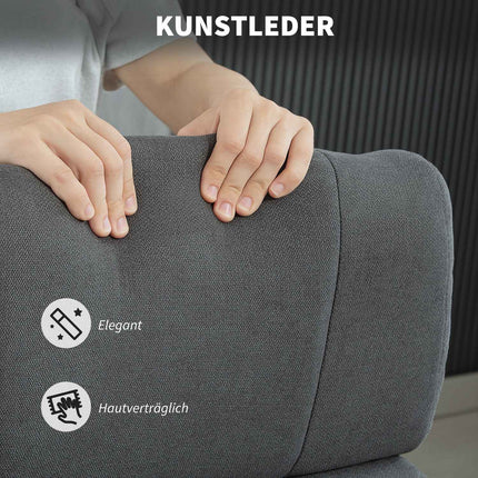 Verstellbarer Bürostuhl in Samt-Optik, Rollbar, Grau