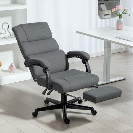 Verstellbarer Bürostuhl in Samt-Optik, Rollbar, Grau