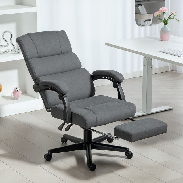 Verstellbarer Bürostuhl in Samt-Optik, Rollbar, Grau